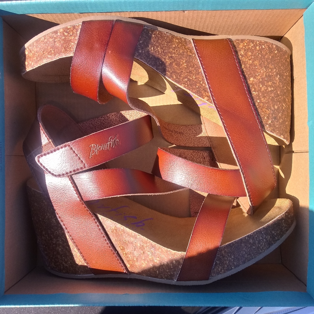 Brown wedged. Blowfish heels